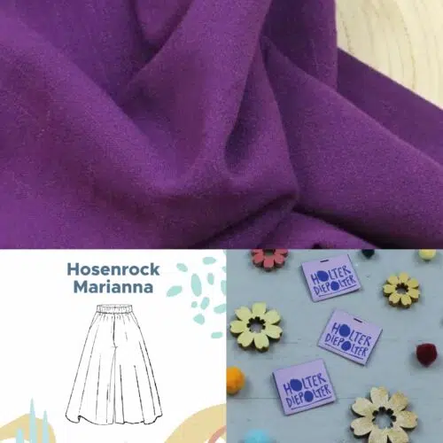 Nähset Hosenrock Marianna mit Stoff, Garn und Etikett Swafing Lissabon Purple