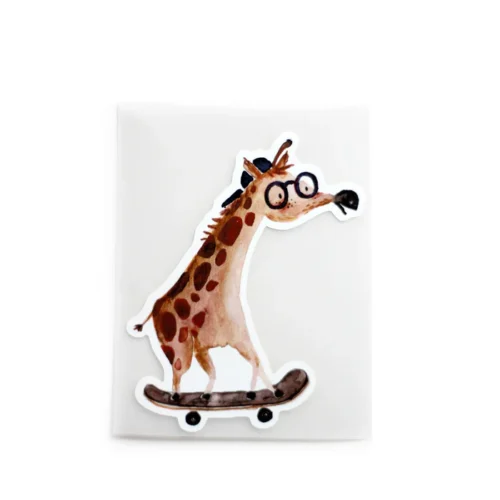 Halfbird: Bügelbild "Giraffe auf Skateboard"