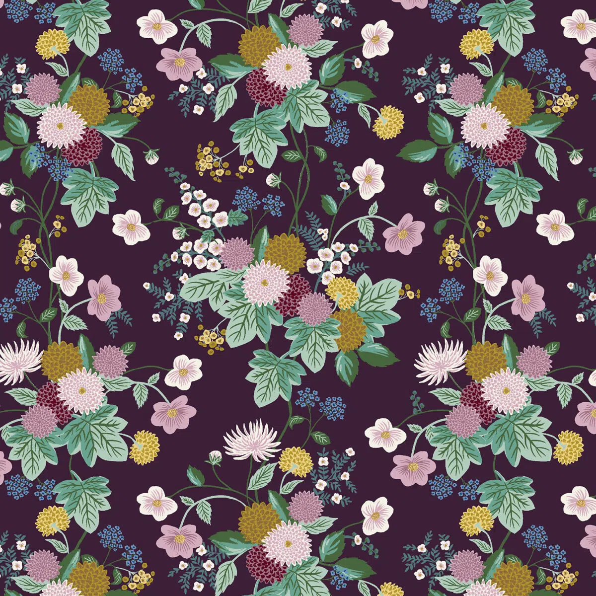 Cotton and Steel: "Dahlia" Aubergine