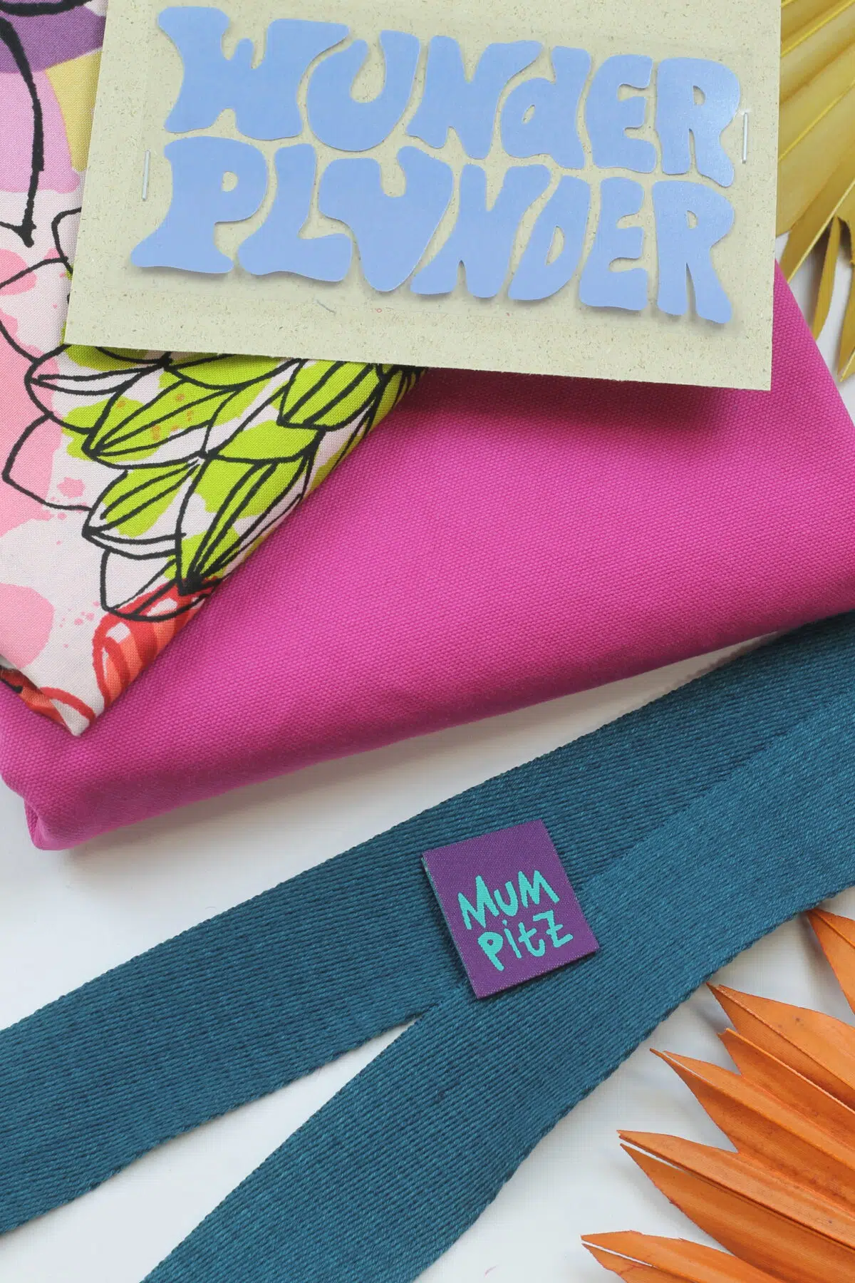 Nähset: Shopping Bag Heavy Washed Canvas Magenta & Painted Dahlia Folklorico