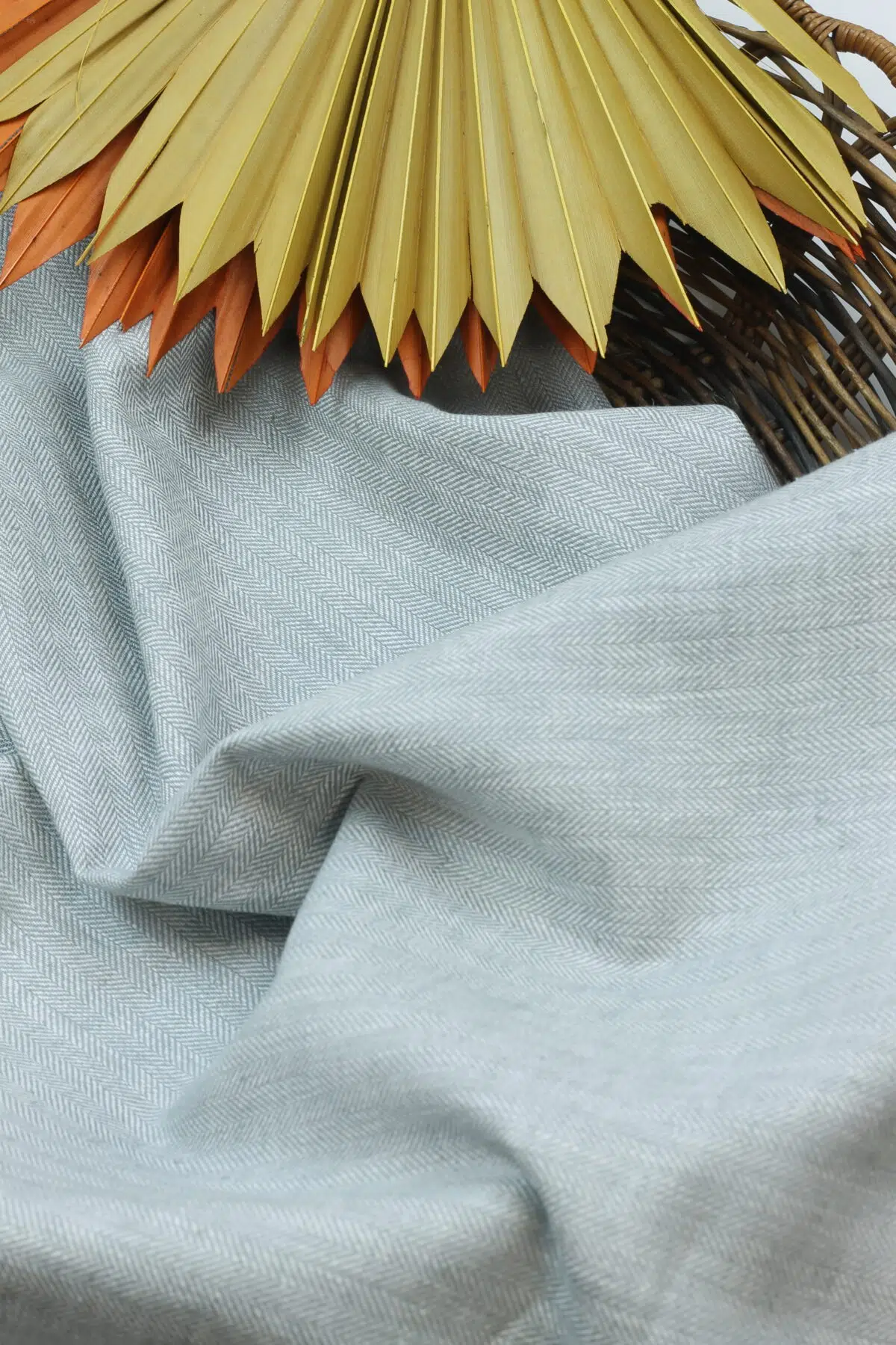 Baumwoll-/Leinen "Herringbone" Fischgrätmuster Silbergrau