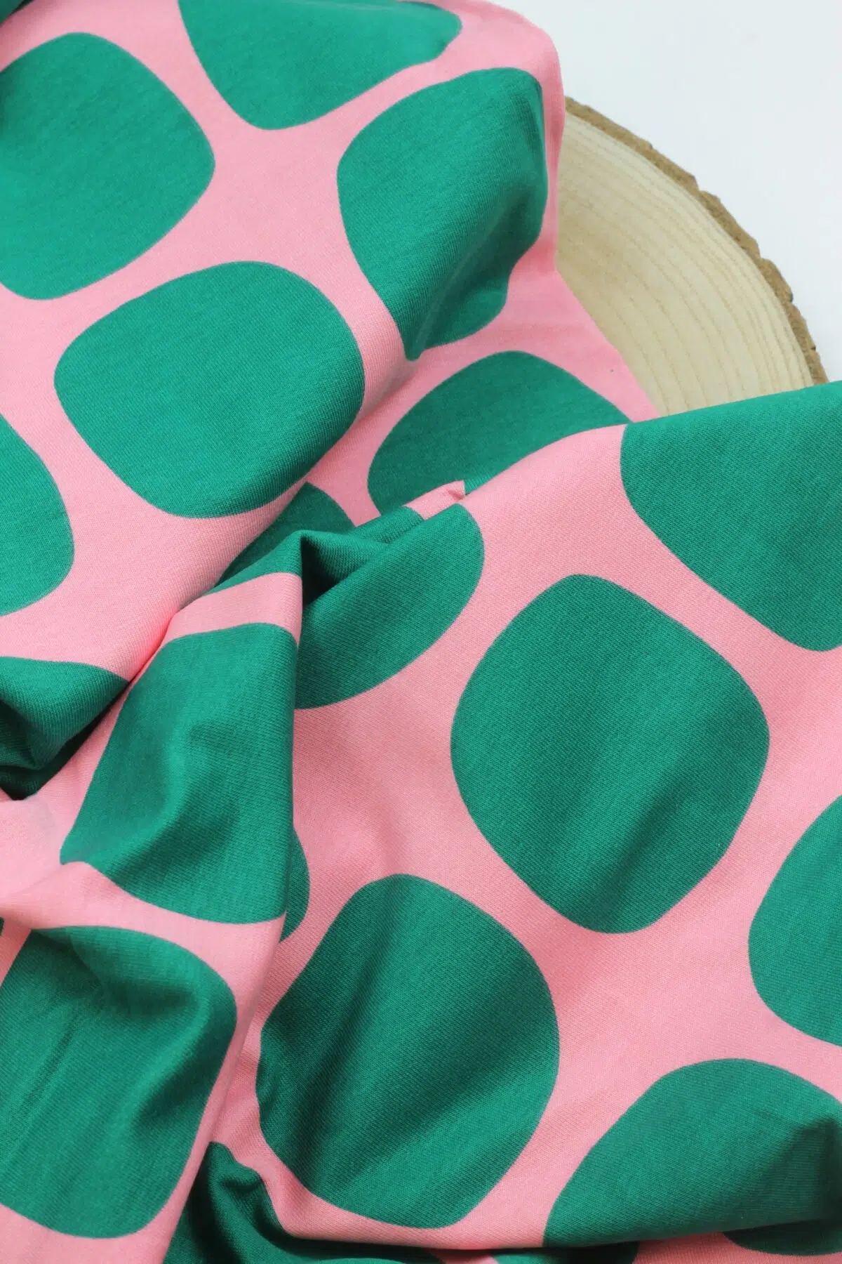 Sweat : Große Punkte Pink/Green ***Reststück 0,9m***