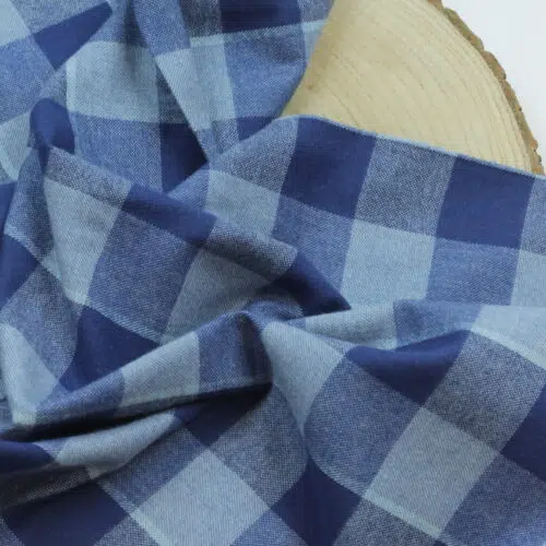 Swafing: Baumwoll Flanell "Maverick" Karo Hellblau/Dunkelblau