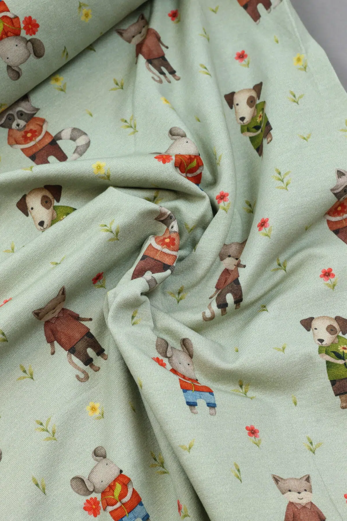 Jersey: Fräulein Julie "Katze, Dachs, Hund & Maus" Dusty Mint – Bild 2