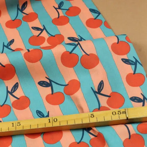 Baumwoll-Poplin "Cherry Coral/Mint"