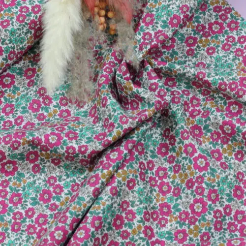 Cotton Voile "Small Flowers Fuchsia"