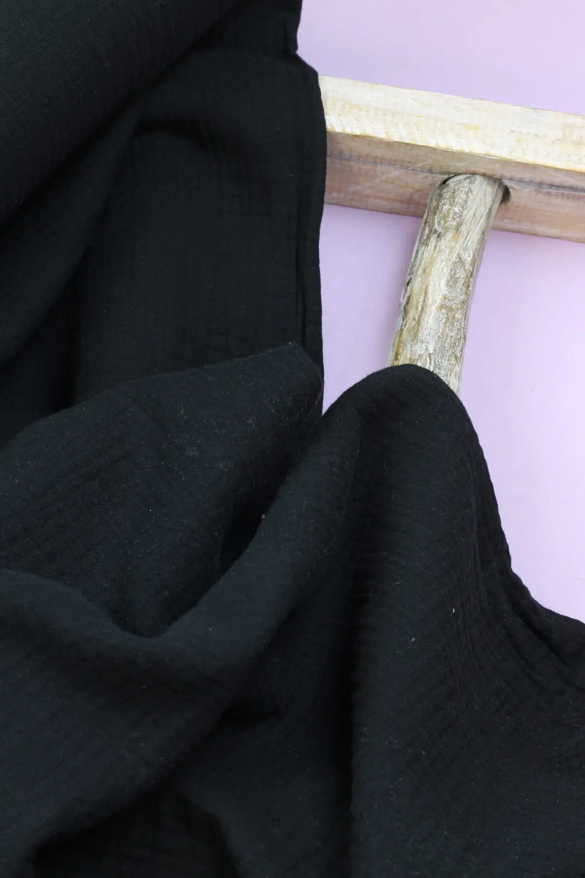 Double Gauze Musselin: Uni Black Bio-zertifiziert ***RESTSTÜCK 130cm***