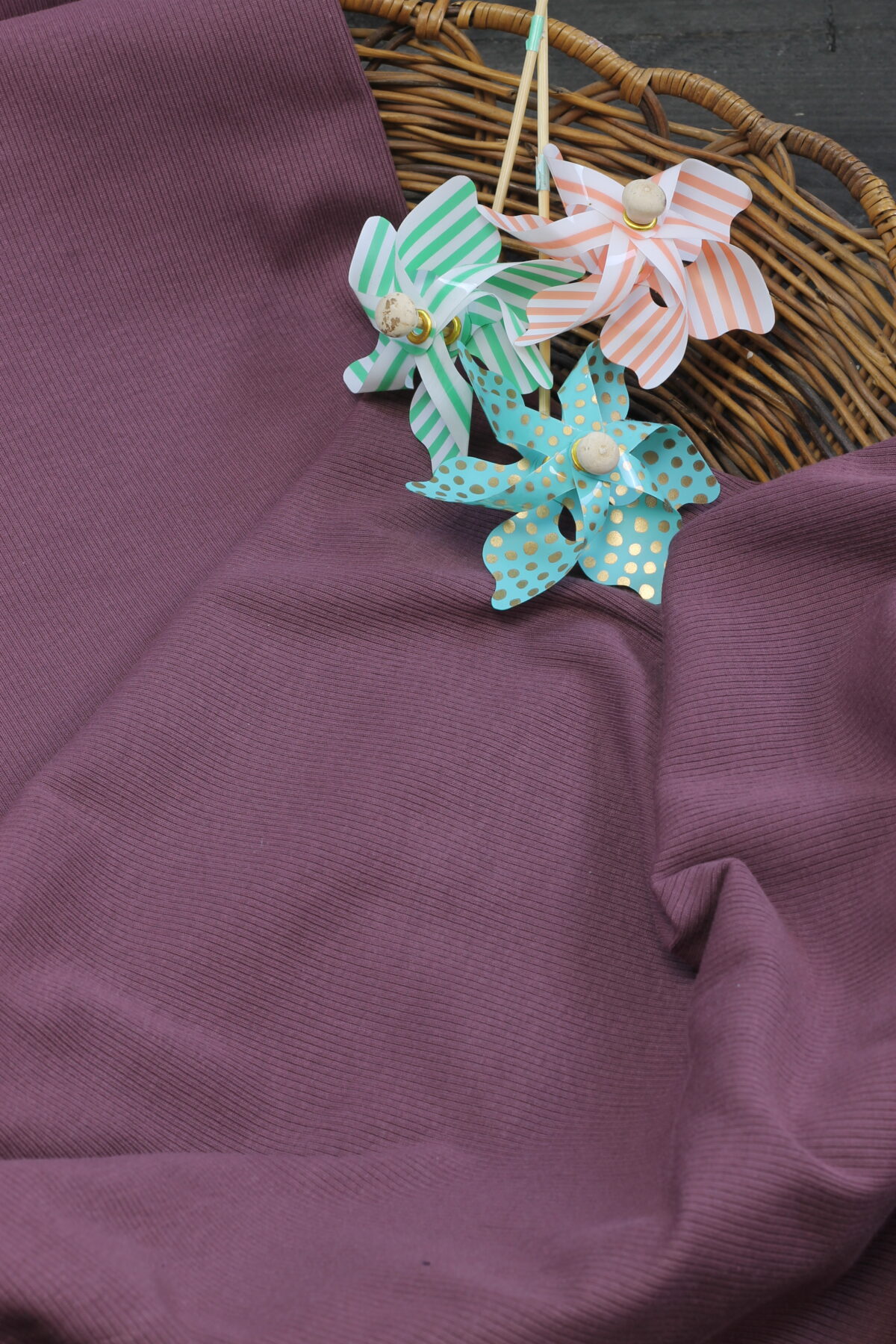 Rippjersey "Aubergine" ***Reststück 1,40m***