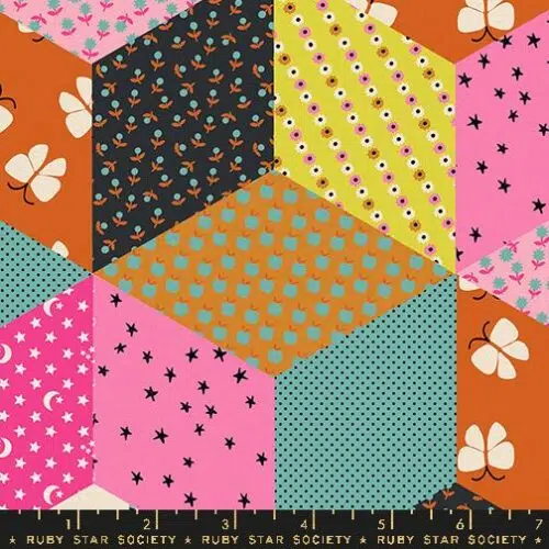 Ruby Star Society: "Ooh Lucky Lucky" Canvas Tumbling Blocks Turquoise