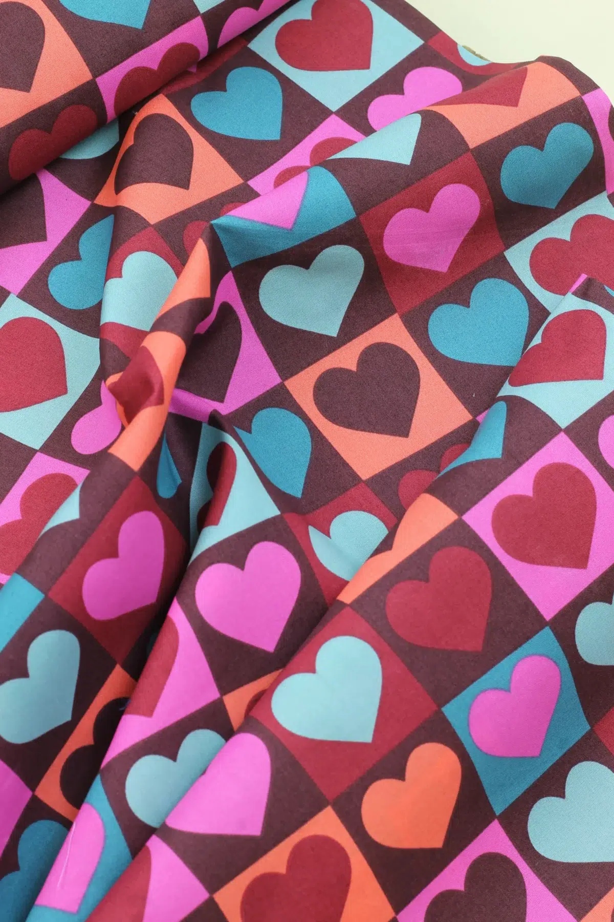 baumwoll poplin hearts bordeaux