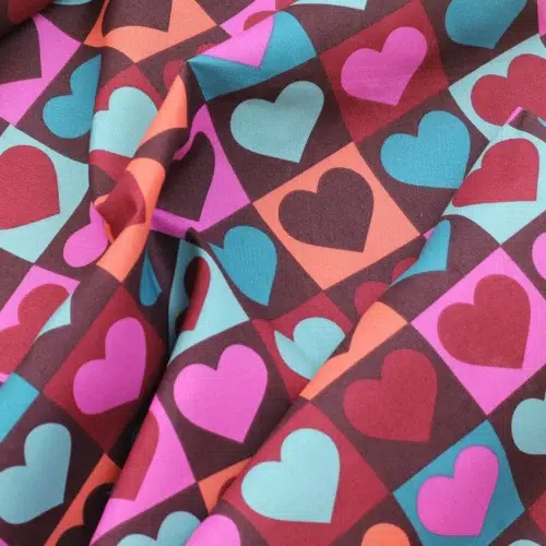 baumwoll poplin hearts bordeaux