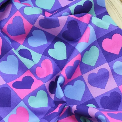 baumwoll poplin hearts purple