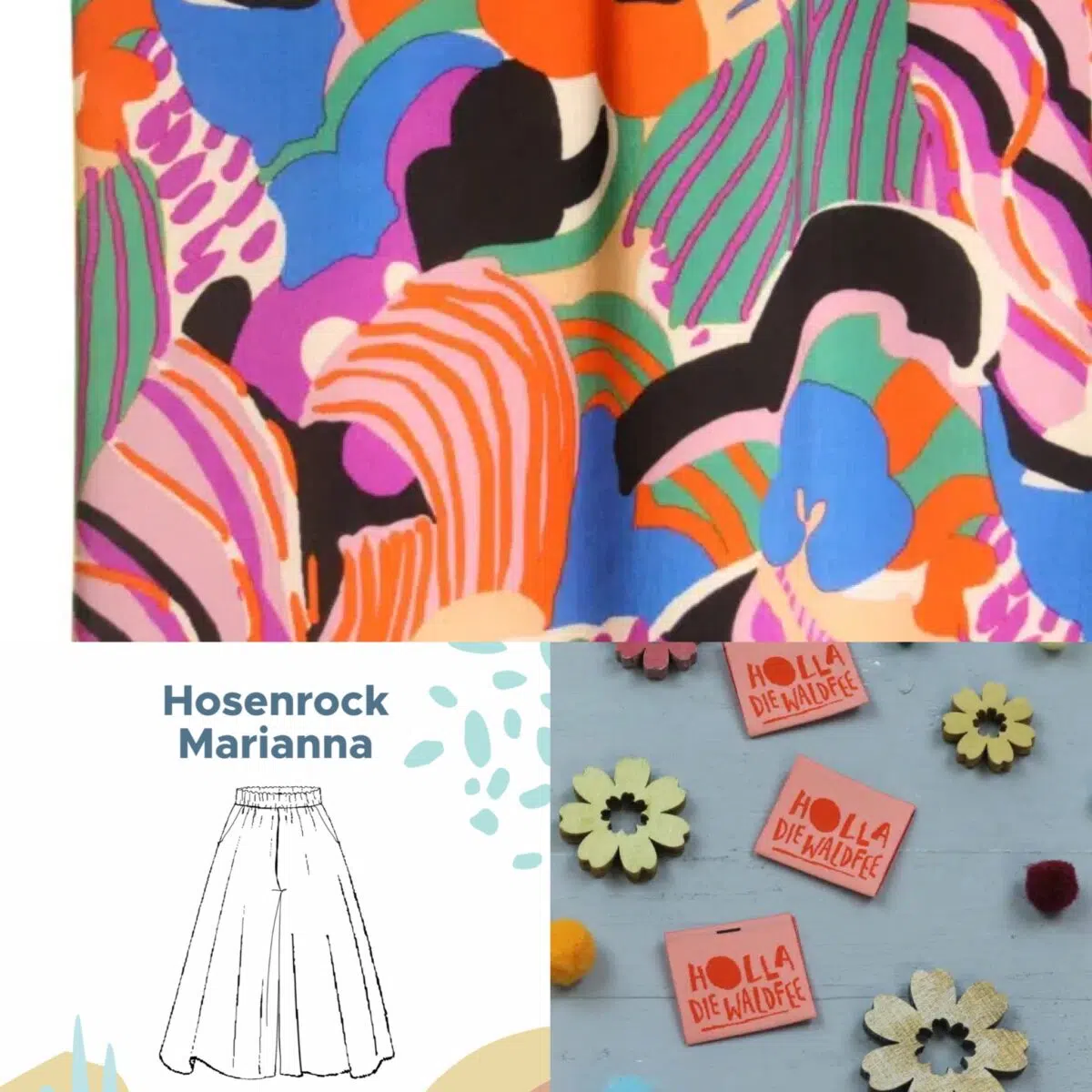 Viskose with Cclourful artistic print Atelier Jupe
