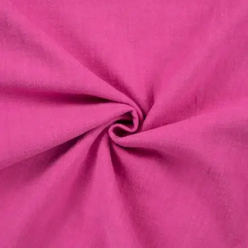 Stonewashed Leinenstoff als Meterware in Hellgrau - weich, vorgewaschen, naturbelassen Detailaufnahme von Fuchsia