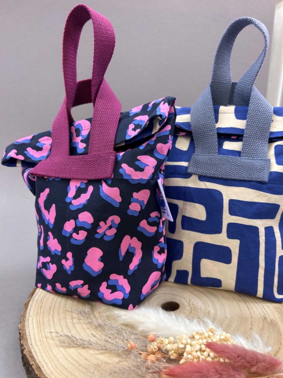 nähset: 2 x kulturtasche "vergissmeinnicht" leo navy & abstract cobalt