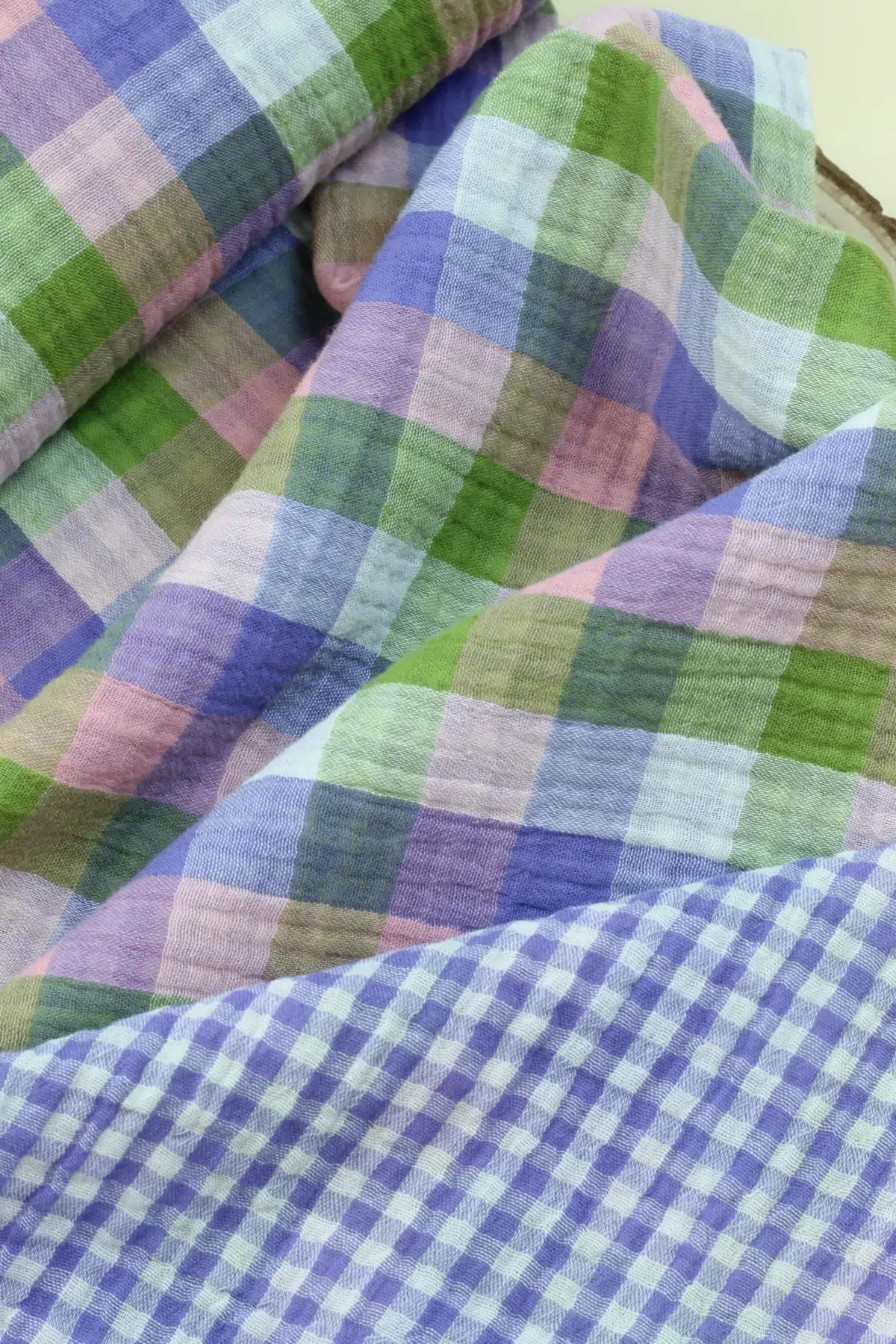 double gauze musselin: doublesided check "pistazie" (kopie)