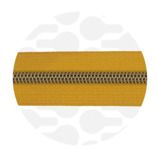 Zipper Zoo Reißverschlüsse in bunten Farben auf Stoff – ideal für DIY-Nähprojekte Elsbeth und ich Stoffe Bochum Cumin Antique brass